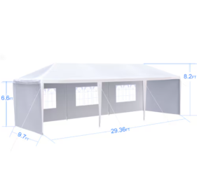 10x30 Foot Party Tent With 5 Removable Side Walls And 2 Zipper Doors