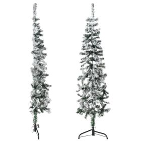 Slim Artificial Half Christmas Tree With Stand Green 5 Ft (Option: White and green)