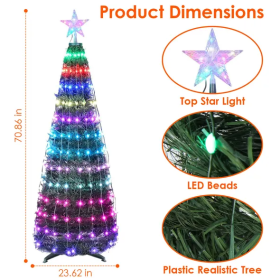 LED Lights Collapsible Christmas Tree Light With Remote App Control IP65 Waterproof Customized Multi-Color Mode Timer Setting Work With Alexa Google (Option: 1.8m)