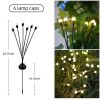 2pcs 8 LED Solar Powered Firefly Lights; Waterproof Warm Yellow Lights For Christmas Party Outdoor Garden Yard Pathway Decoration (28.7 * 14.5 Inch)