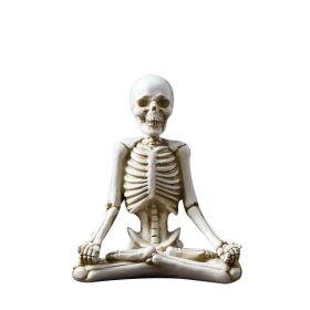 Bone Stretchers Skeletons in Yoga Poses Decorative Statue Set (Color: White 3)