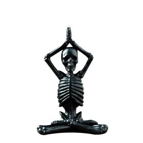 Bone Stretchers Skeletons in Yoga Poses Decorative Statue Set (Color: Black 1)