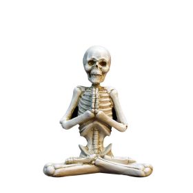 Bone Stretchers Skeletons in Yoga Poses Decorative Statue Set (Color: White 4)