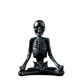 Bone Stretchers Skeletons in Yoga Poses Decorative Statue Set (Color: Black 3)