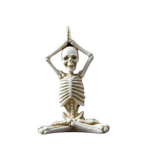 Bone Stretchers Skeletons in Yoga Poses Decorative Statue Set (Color: White 1)