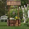 Wooden Wishing Well Planter with Hanging Bucket for Flower and Plants Indoor and Outdoor, Rustic Flower Planter Patio Garden