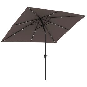 Outsunny 9' x 7' Solar Umbrella, LED Lighted Patio Umbrella for Table or Base with Tilt & Crank, Outdoor Umbrella for Garden, Deck, Backyard, Pool (Color: as Pic)