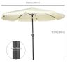 Outsunny 9ft Patio Umbrella with Push Button Tilt and Crank, Ruffled Outdoor Market Table Umbrella with Tassles and 8 Ribs, for Garden, Deck, Pool