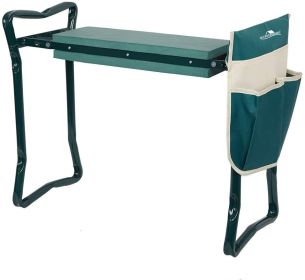 Bosonshop Garden Kneeler & Seat Folding Multi-Functional Steel Garden Stool with Tool Bag EVA Kneeling Pad (Green: 1)