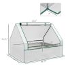 Outsunny Raised Garden Bed with Mini Greenhouse, Galvanized Outdoor Planter Box with Cover, for Herbs and Vegetables, Use for Patio, Garden, Balcony