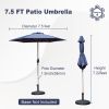 7.5FT Patio Umbrella, Outdoor Table Umbrella with Push Button Tilt and Crank