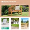 49 Inch Eucalyptus Wood Outdoor Folding Bench with Backrest Armrest for Patio Garden