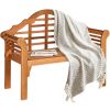 49 Inch Eucalyptus Wood Outdoor Folding Bench with Backrest Armrest for Patio Garden