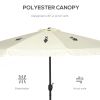 Outsunny 9ft Patio Umbrella with Push Button Tilt and Crank, Ruffled Outdoor Market Table Umbrella with Tassles and 8 Ribs, for Garden, Deck, Pool